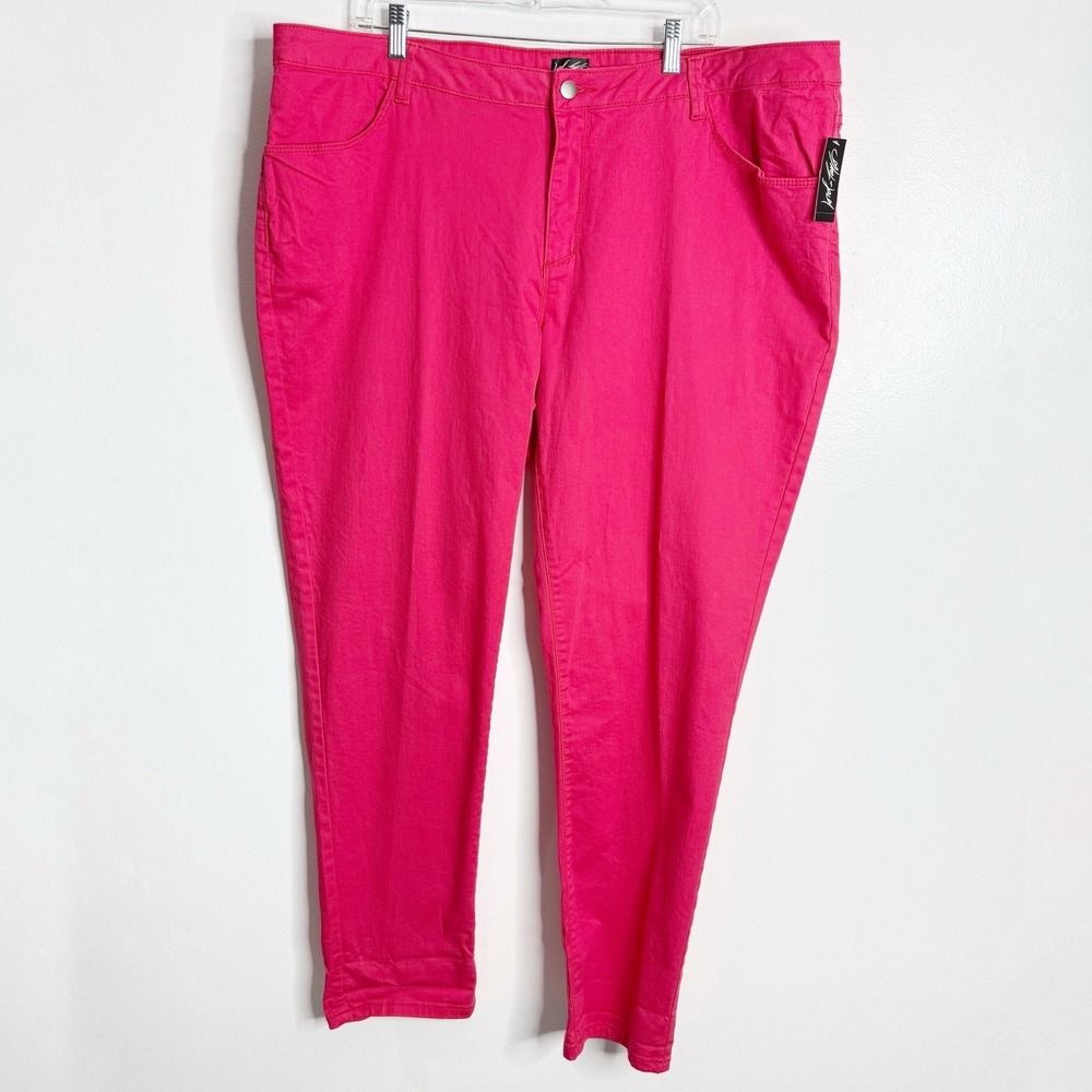 NWT Lord & Taylor Women's Straight Leg Jean‎ Coral 20W Stretch Workwear Casual